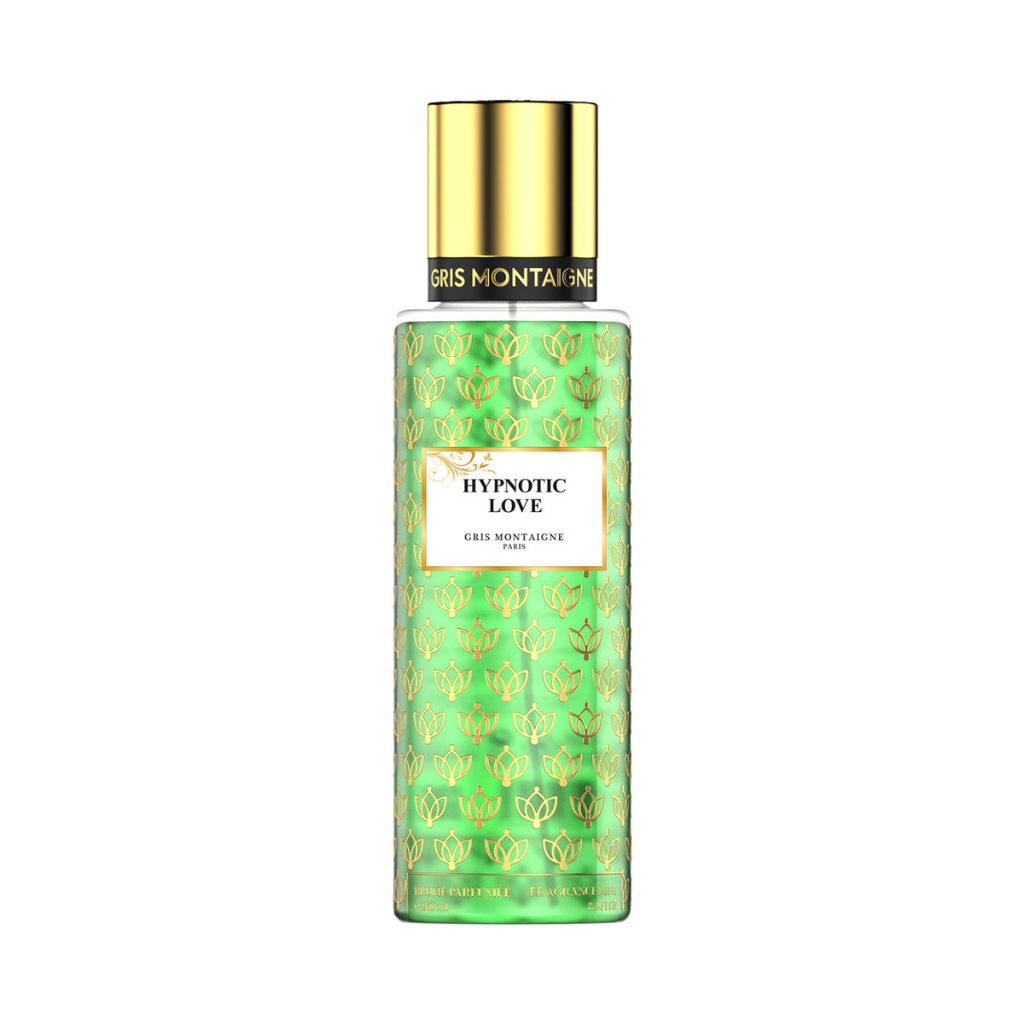 Brume Parfumée Hypnotic Love 250ml Gris Montaigne parfum bouteille élégante.