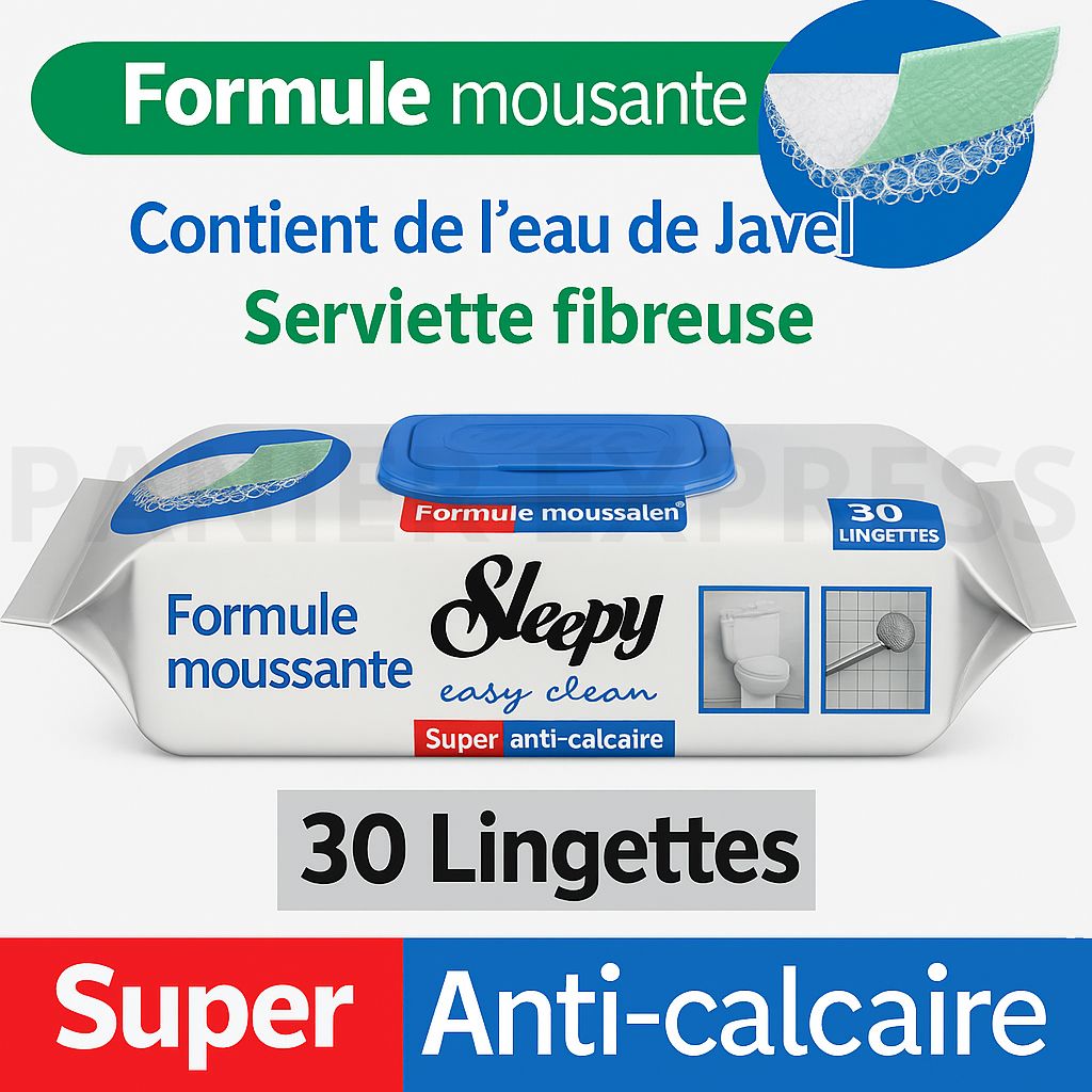 Lingettes Sleepy Super Anti-Calcaire Fibreuses – 30 pcs