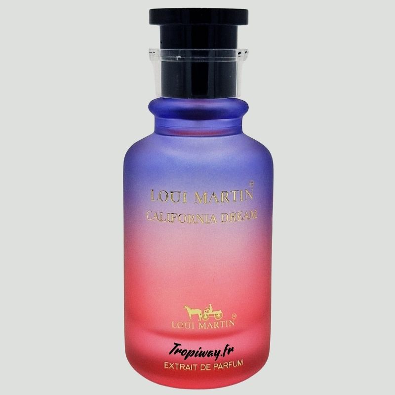 California Dream Loui Martin - Extrait de Parfum 100ml bottle with gradient sunset-inspired design, available on tropiway.fr.
