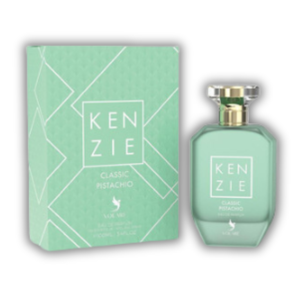 Kenzie Classic Pistachio Volaré 100ml Eau de Parfum in elegant green packaging.