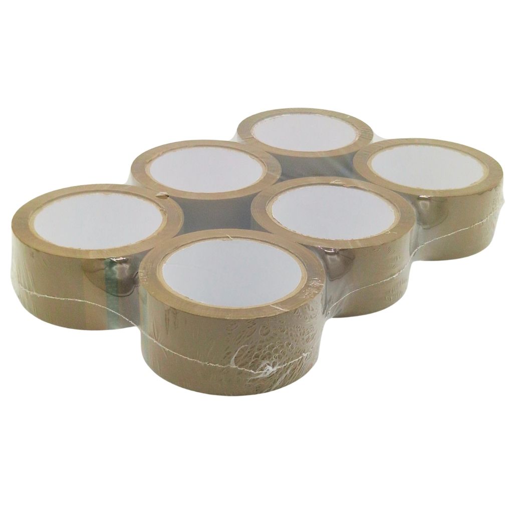 Lot de 6 rubans adhésifs marron – Rouleaux d’emballage 66 mètres