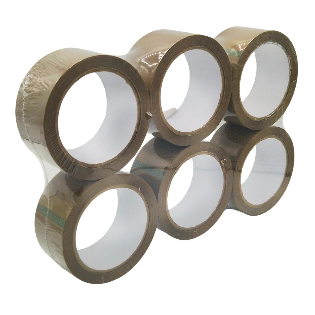 Lot de 6 rubans adhésifs marron – Rouleaux d’emballage 66 mètres