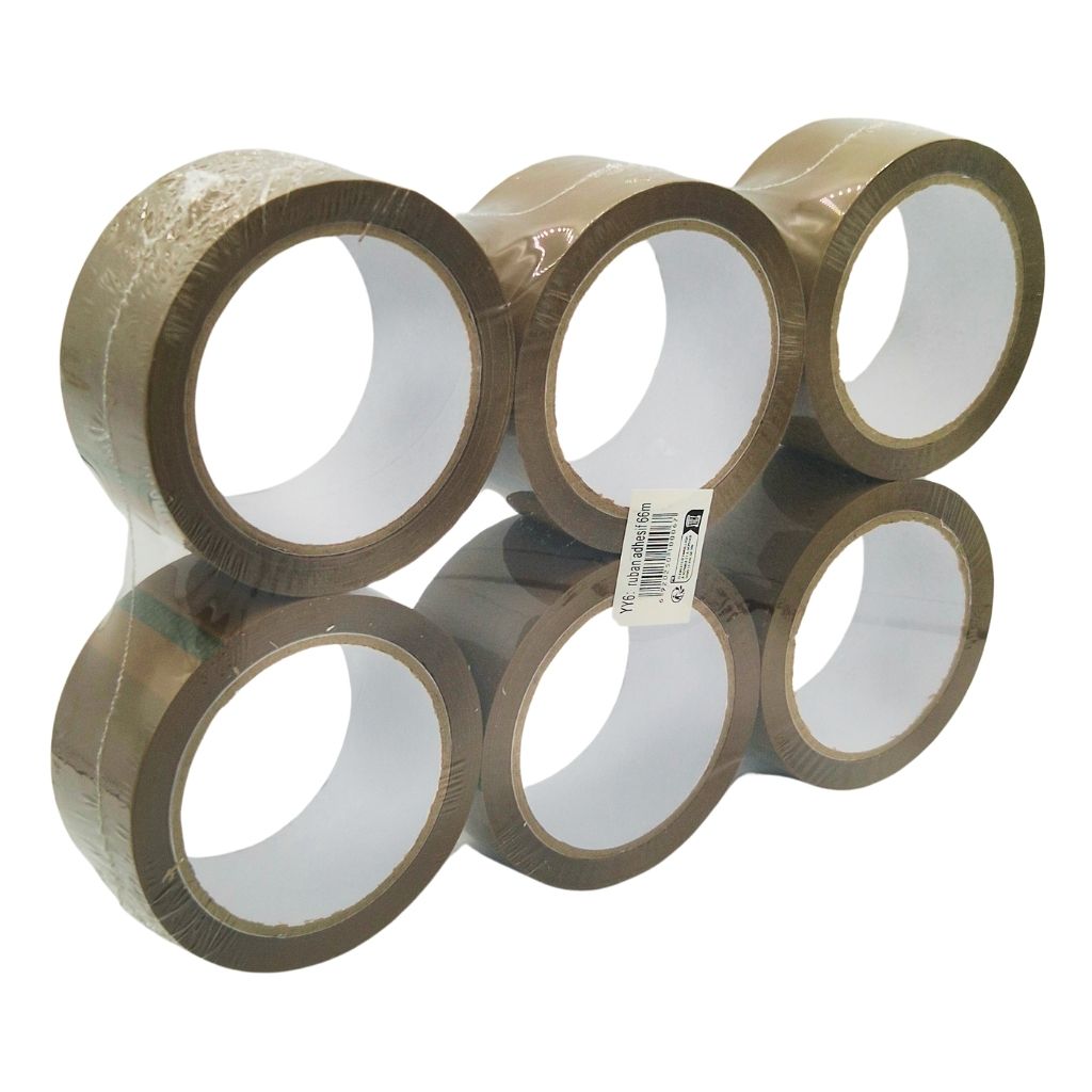 Lot de 6 rubans adhésifs marron – Rouleaux d’emballage 66 mètres