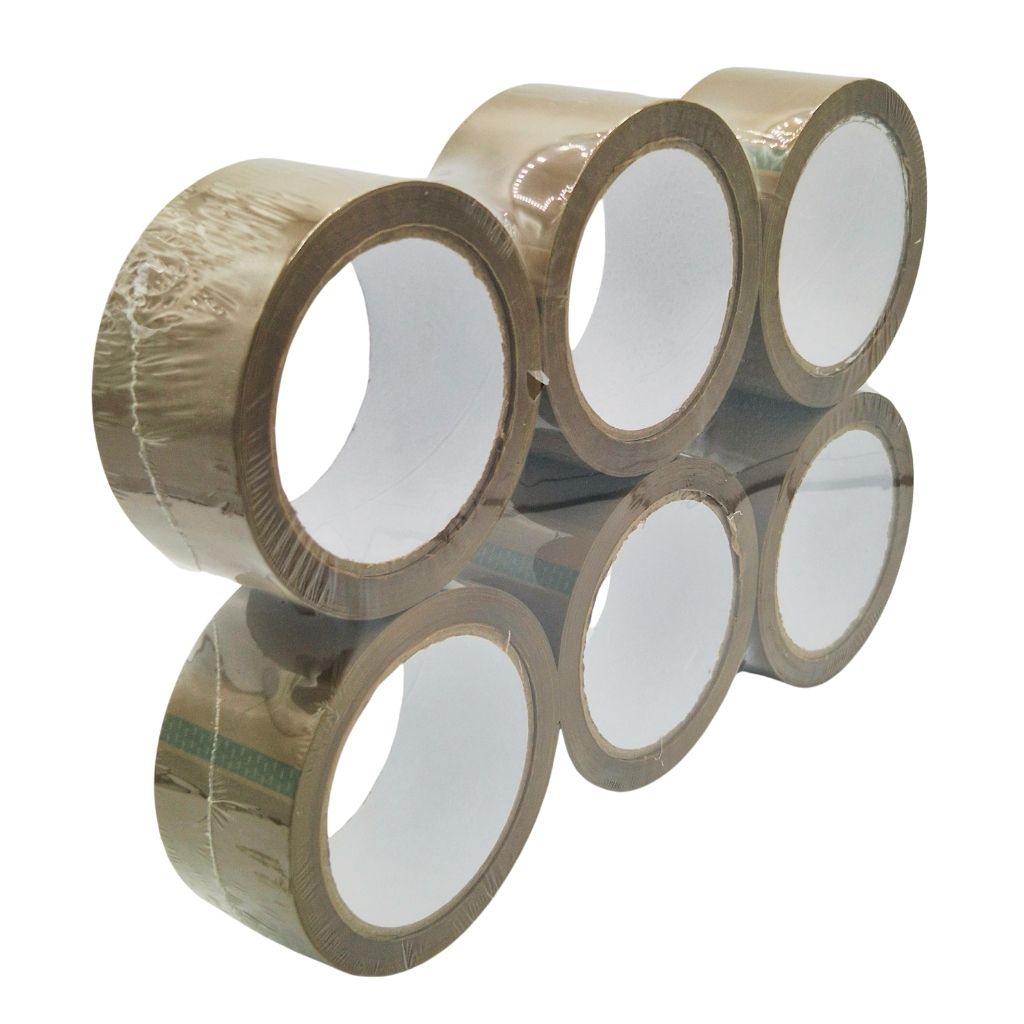 Lot de 6 rubans adhésifs marron – Rouleaux d’emballage 66 mètres
