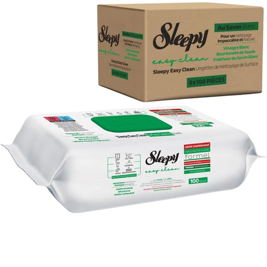 Lot 6×100 Lingettes Sleepy Easy Clean Savon Blanc