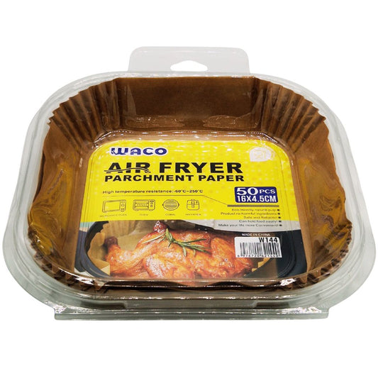 Papier Cuisson Carré pour Friteuse à Air Waco – 50 Pièces (16 x 4,5 cm)