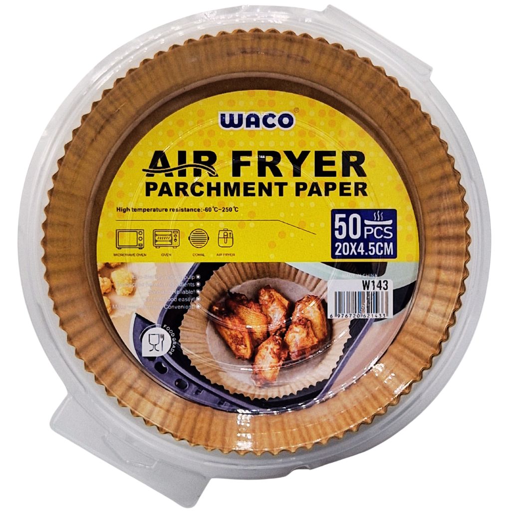 Papier Cuisson Rond pour Air Fryer WACO – 50 Pièces (20 x 4,5 cm)